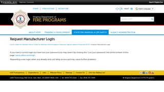 Request Manufacturer Login – State Fire Marshal's Office - Virginia ...