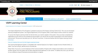 VDFP Learning Center – Virginia Department of Fire Programs