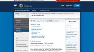 Staff Appraisal Reviewer (SAR) Information - VA Home Loans