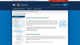 Electronic Claims–Information for Providers - Community Care - VA.gov