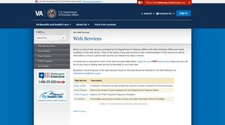 Web Services - U.S. Department of Veterans Affairs - VA.gov