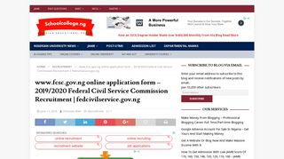www.fcsc.gov.ng online application form - 2019/2020 Federal Civil ...