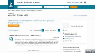 Vacation Breeze LLC | Complaints | Better Business Bureau® Profile