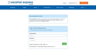 Log In - All Inclusive Vacation Packages by Vacation Express
