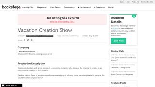 Vacation Creation Show Casting Call | Litten Entertainment - TV ...