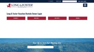 Long & Foster Vacation Rentals Owner Login