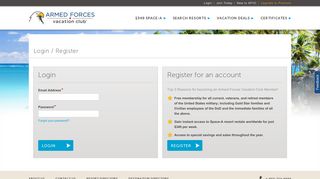 Login - Armed Forces Vacation Club