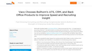 Vaco Chooses Bullhorn's ATS, Recruiting CRM, Back Office