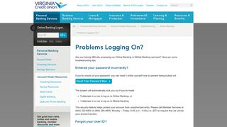 Problems Logging On? | Virginia Credit Union