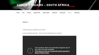 How To – Vader Streams – South Africa