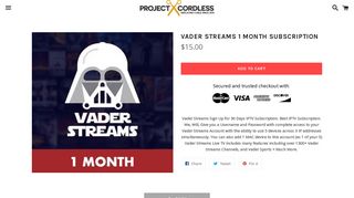 Vader Streams 1 Month Subscription – Project Cordless