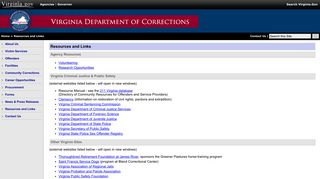 Resources and Links - Virginia Department of Corrections