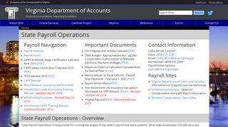 VA State Payroll Operations - Virginia Department of Accounts