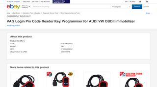 VAG Login Pin Code Reader Key Programmer for AUDI VW OBDII ...