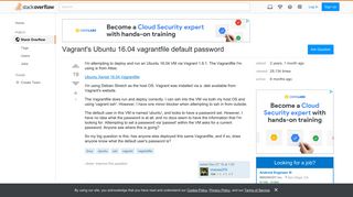 Vagrant's Ubuntu 16.04 vagrantfile default password - Stack Overflow
