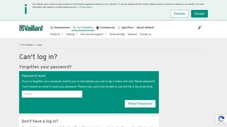 Cannot log in - Vaillant