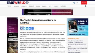 The Toolkit Group Changes Name to VAIRKKO | EMS World