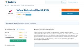 Valant Behavioral Health EHR Reviews and Pricing - 2019 - Capterra