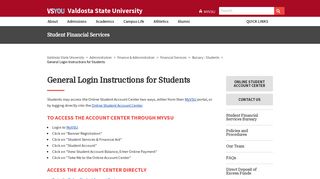General Login Instructions for Students - Valdosta State University