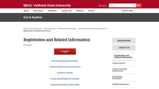 Registration and Related Information - Valdosta State University
