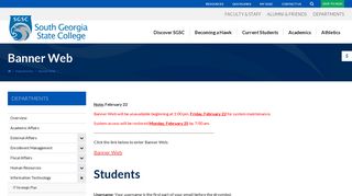 Banner Web - Information Technology - South Georgia State College