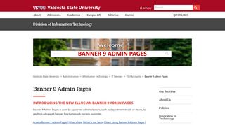 Banner 9 Admin Pages - Valdosta State University