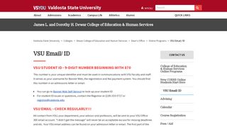 VSU Email/ ID - Valdosta State University