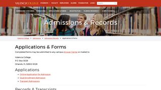 Application & Forms - Admissions & Records - Valencia College