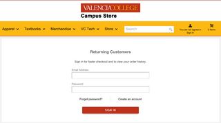 Login / Create An Account | Valencia College Campus Store