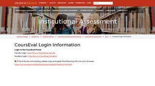 CoursEval Login Information | Valencia College