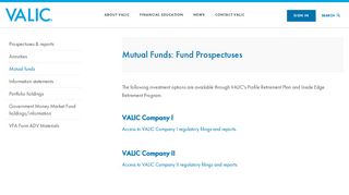 Mutual funds | VALIC