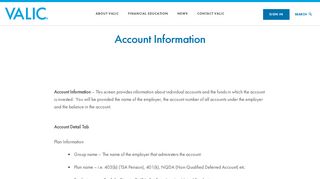 Account Information - Valic