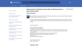 What should be Valid OAuth redirect URIs for Windows ... - Facebook