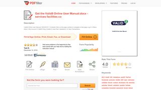Fillable Online services facilities co Valid8 Online User Manual.docx ...