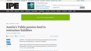 Austria's Valida pension fund to restructure liabilities | News | IPE