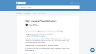 Sign Up as a Panelist (Tester) | Validately Help Center