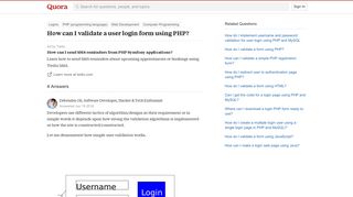 How to validate a user login form using PHP - Quora