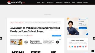 JavaScript to Validate Email and Password Fields on Form Submit ...