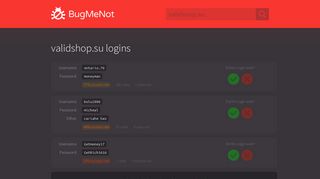 validshop.su passwords - BugMeNot