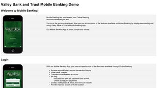 Valley Bank & Trust Mobile Baning Demo