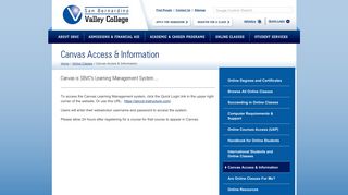 Canvas Access & Information - San Bernardino Valley College