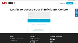 Log in to access your Participant Centre - MS Bike