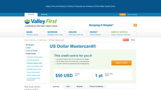 Valley First - US Dollar Mastercard®
