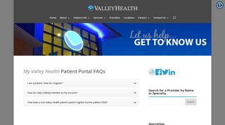 My Valley Health Portal FAQs - Valley Health Systems - Quality ...