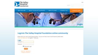 User Login - Valley Hospital Foundation