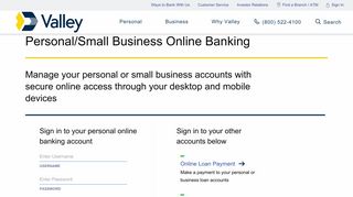 Personal/Small Business Sign In - Valley Bank - Valley National Bank