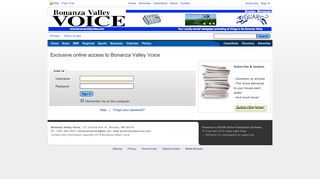 Bonanza Valley Voice Login Page