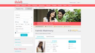 Valmiki Matrimonials - No 1 Site for Valmiki Matrimony ... - Shaadi.com
