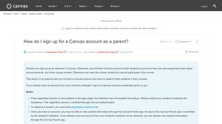 How do I sign up for a Canvas account as a parent? | Canvas LMS ...