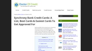 Synchrony Bank Credit Cards: A List, Best Cards & Easiest Cards To ...